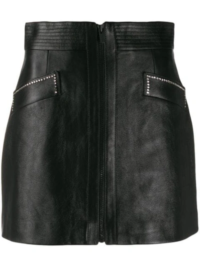 Shop Miu Miu Crystal Embellished Mini Skirt In Black