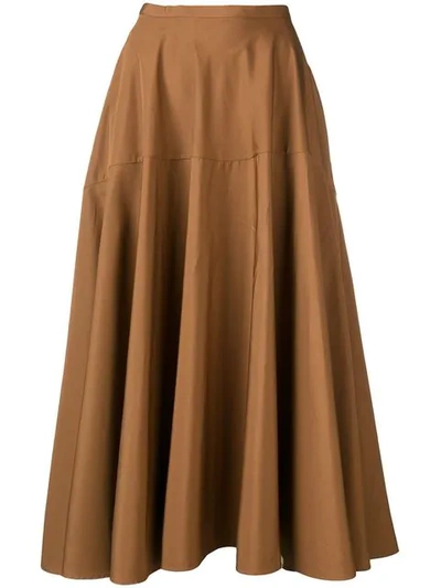 Shop Aspesi Flared Midi Skirt In Brown