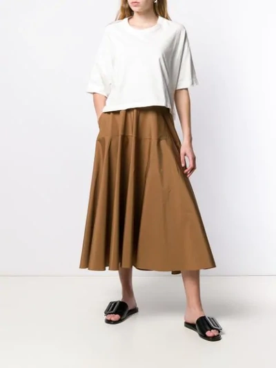 Shop Aspesi Flared Midi Skirt In Brown