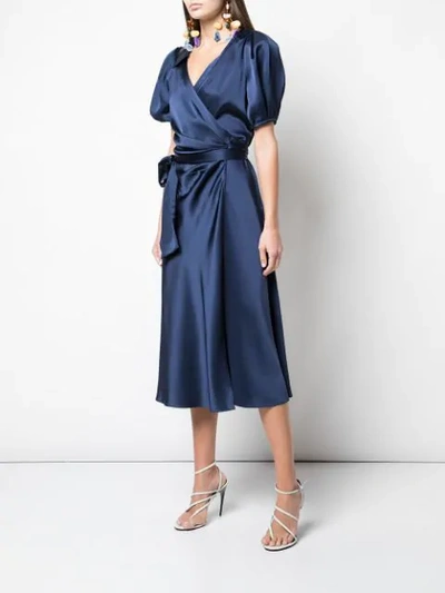 Shop Diane Von Furstenberg Short-sleeve Wrap Midi Dress In Nnavy