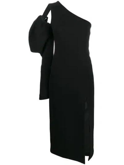 Shop David Koma Thigh Slit Midi Dress In Black