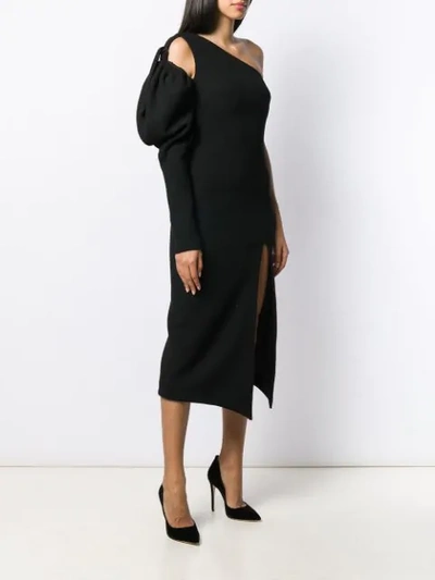 Shop David Koma Thigh Slit Midi Dress In Black