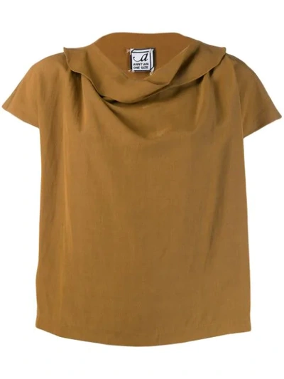 Shop Anntian Ruffled Neck Blouse - Brown