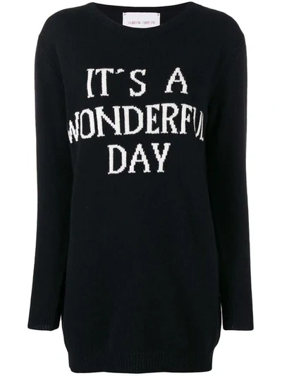 Shop Alberta Ferretti It's A Wonderful Day Sweater Dress In Black