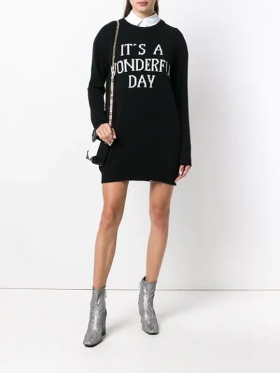 Shop Alberta Ferretti It's A Wonderful Day Sweater Dress In Black