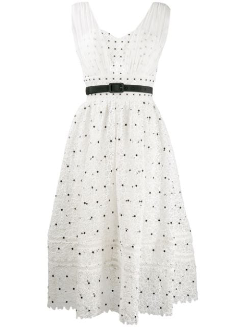 floral guipure midi dress