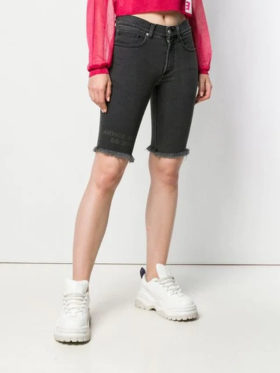 ARTICA ARBOX FRAYED HEM DENIM SHORTS - 黑色