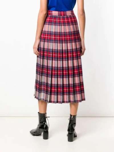 Shop Boutique Moschino Pleated Tartan Skirt - Red