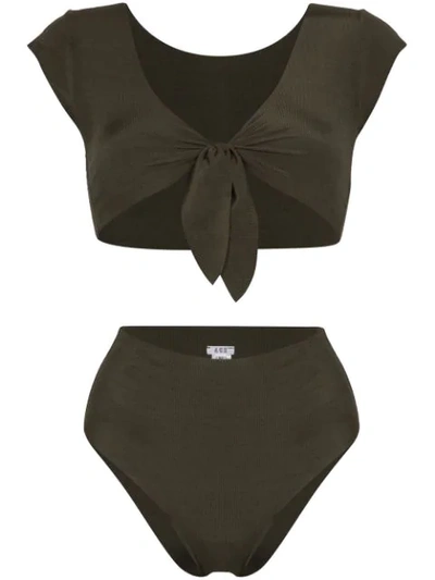 Shop Ack Marina Tie-detail Reversible Bikini In Green