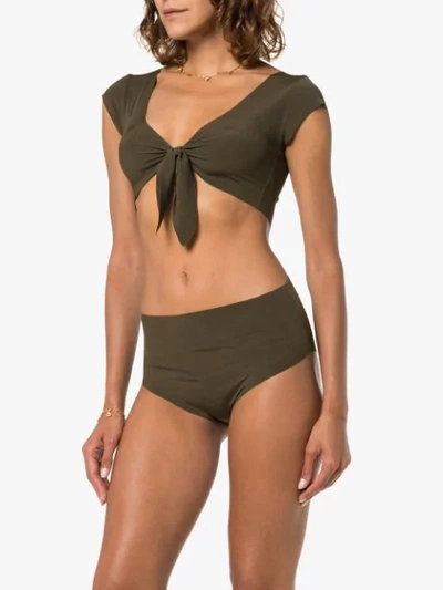 Shop Ack Marina Tie-detail Reversible Bikini In Green