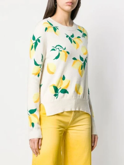 Shop Chinti & Parker Lemon Print Sweater In Cream/lemon/buttercup/green