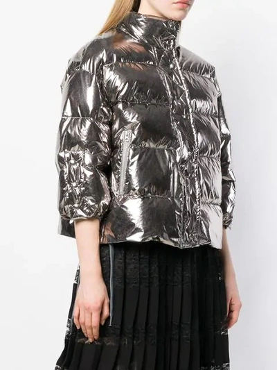 Shop Red Valentino Metallic Padded Jacket In Silver