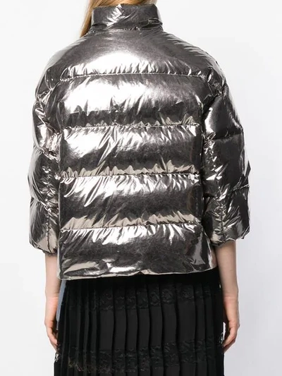 Shop Red Valentino Metallic Padded Jacket In Silver
