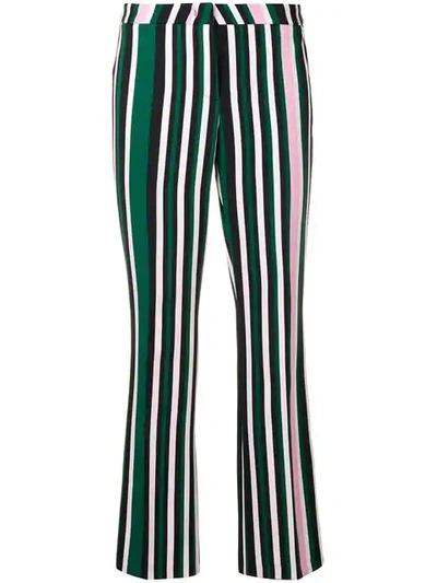 Shop Cambio Striped Trousers In Green