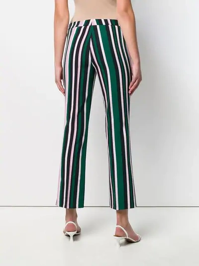 Shop Cambio Striped Trousers In Green