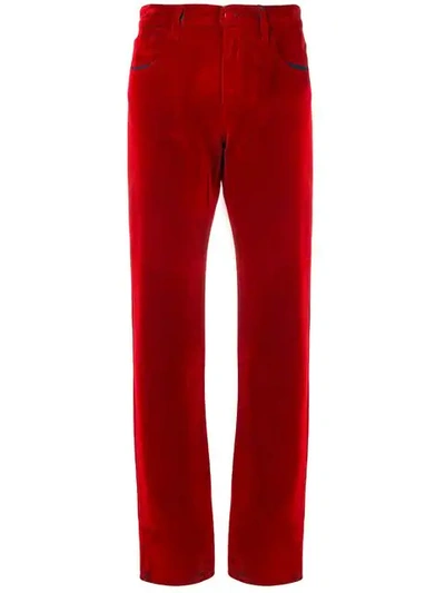 Shop Mm6 Maison Margiela Straight Leg Trousers - Red