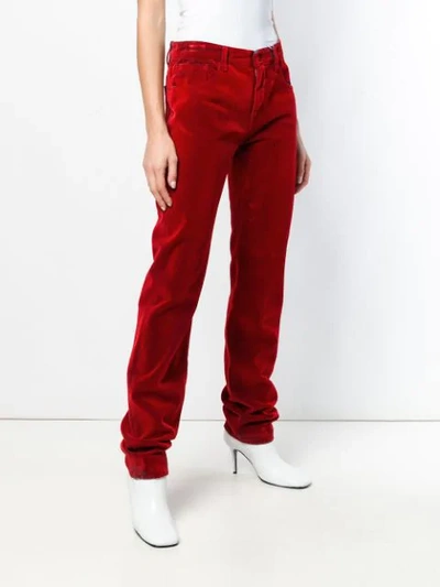 Shop Mm6 Maison Margiela Straight Leg Trousers - Red