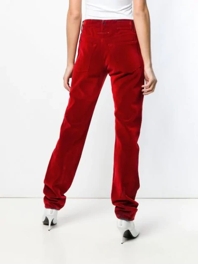 Shop Mm6 Maison Margiela Straight Leg Trousers - Red