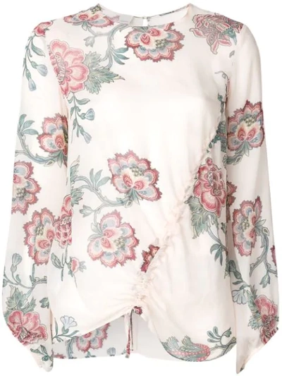 Shop Pinko Ancora Floral Blouse In Pink