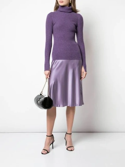 Shop Nili Lotan Silk Midi Skirt In Purple