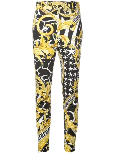 Shop Versace Savage Baroque High-rise Trousers In Multicolour