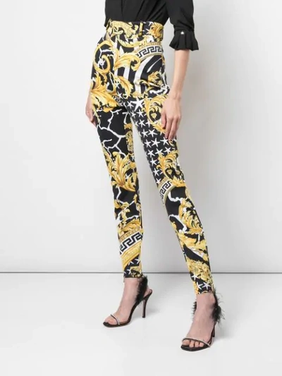 Shop Versace Savage Baroque High-rise Trousers In Multicolour