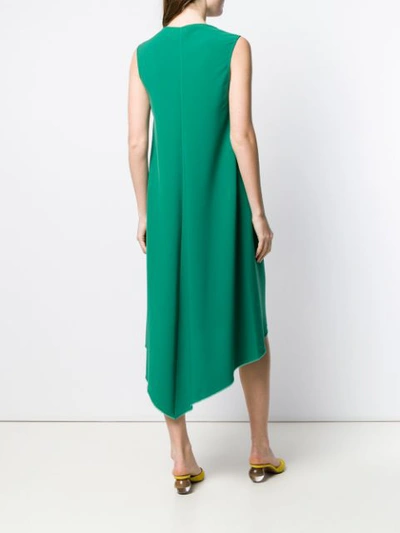 Shop Alberto Biani Asymmetric Midi Dress In Green