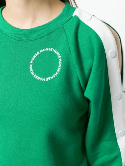 Shop Monse Raglan Snap Sleeve Sweatshirt In Green