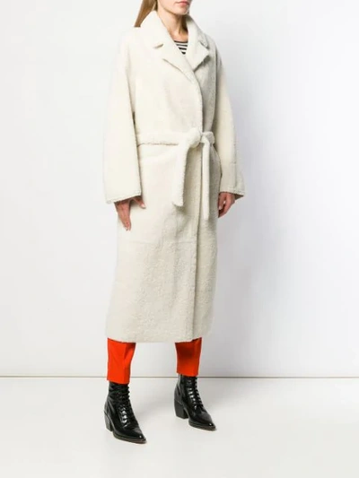 Shop Simonetta Ravizza Shearling Double Breasted Coat - White