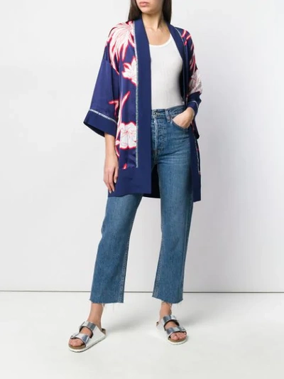 Shop Pinko Floral Print Kimono In Er4 Mult.blu Ros