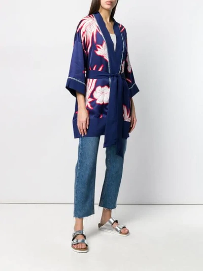 Shop Pinko Floral Print Kimono In Er4 Mult.blu Ros