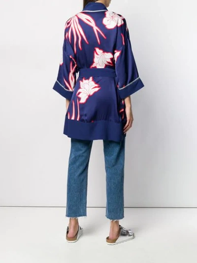 Shop Pinko Floral Print Kimono In Er4 Mult.blu Ros