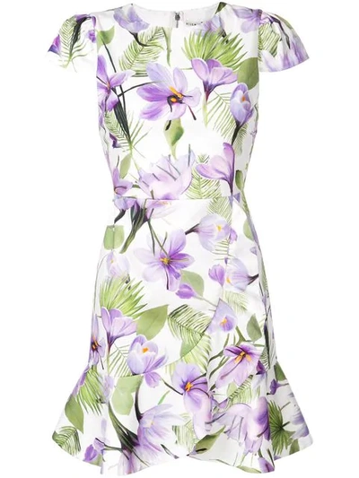 Shop Alice And Olivia Kirby Floral Print Dress In Purple