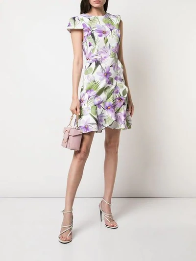 Shop Alice And Olivia Kirby Floral Print Dress In Purple