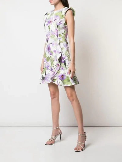 Shop Alice And Olivia Kirby Floral Print Dress In Purple