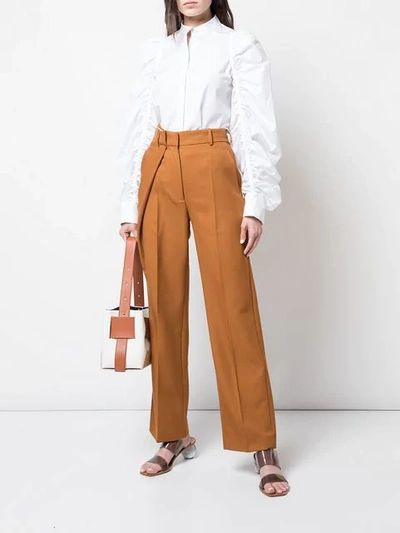 Shop Cedric Charlier High-waisted Trousers In Brown