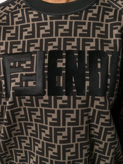 Shop Fendi Classic Logo Sweater In Brown