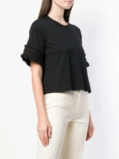 Shop See By Chloé Ruffle Sleeve Cropped T In Black