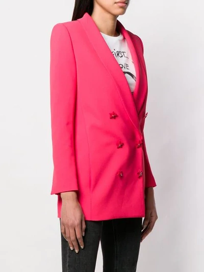 Shop Elisabetta Franchi Double Breasted Blazer In Pink