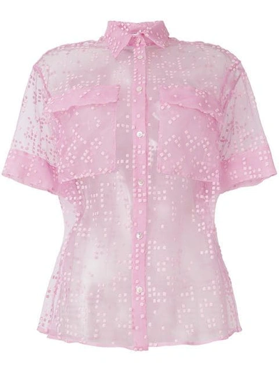 Shop Si-jay Embroidered Sheer Shirt In Pink