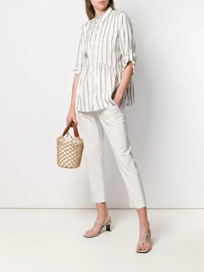 Shop Brunello Cucinelli Striped Flared Shirt In Neutrals