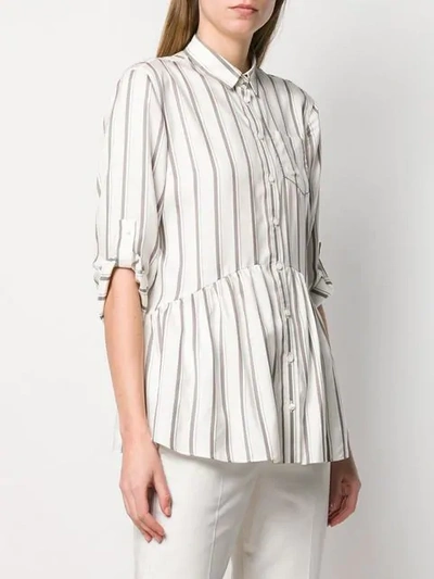 Shop Brunello Cucinelli Striped Flared Shirt In Neutrals