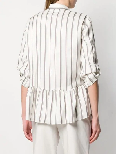 Shop Brunello Cucinelli Striped Flared Shirt In Neutrals