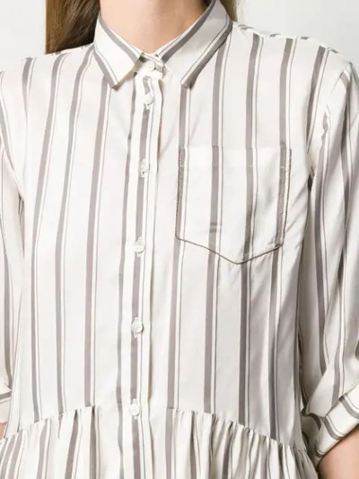 Shop Brunello Cucinelli Striped Flared Shirt In Neutrals