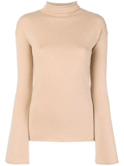 Shop Theory Fitted Turtle Neck Jumper In Neutrals