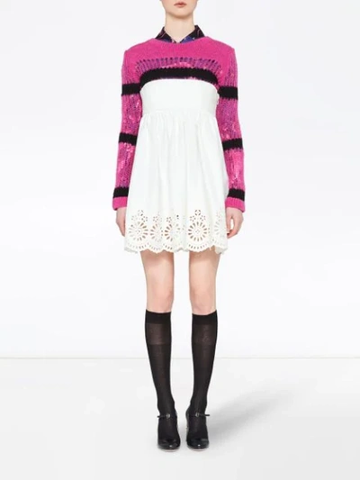 Shop Miu Miu Open-weave Mohair Pullover In Pink