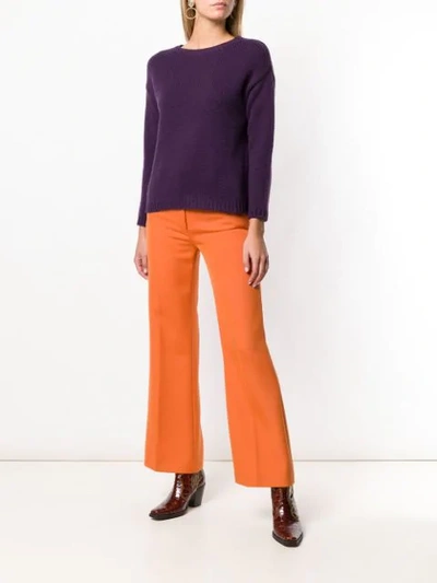 Shop Aragona Slash Neck Sweater In Purple