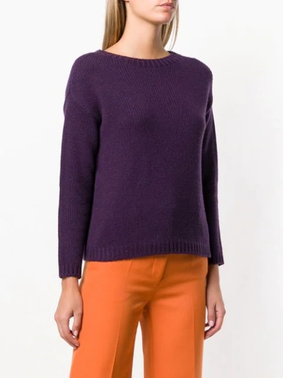 Shop Aragona Slash Neck Sweater In Purple
