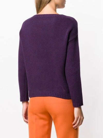 Shop Aragona Slash Neck Sweater In Purple