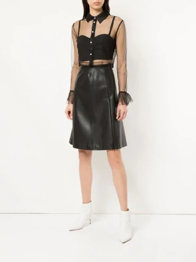 Shop Manning Cartell Delight Sheer Cropped Shirt In Black
